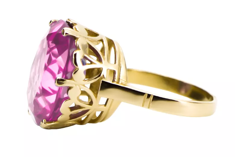 Vintage craft Ring Amethyst 14K Yellow gold vrc130y